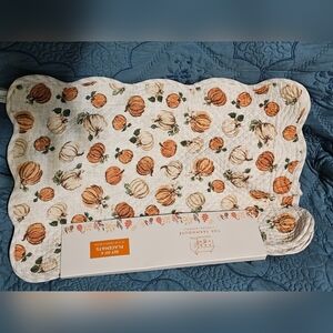 Harvest Pumpkin Quilted Placemat Set - White and Orange